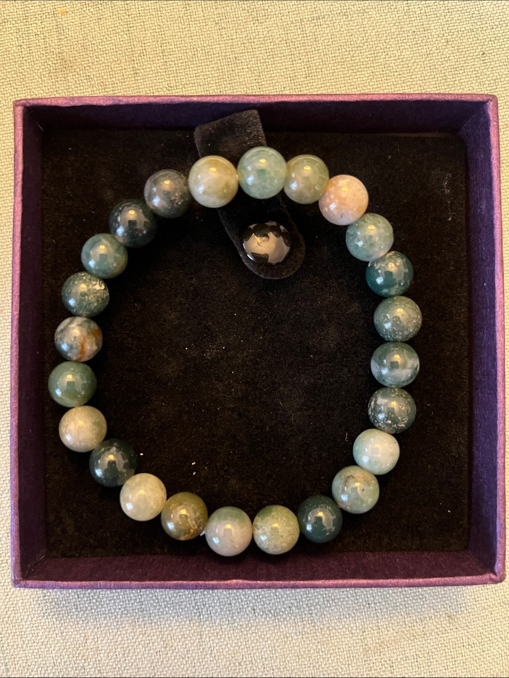 Polished Green Beaded Stretch Bracelet - Women's Jewelry